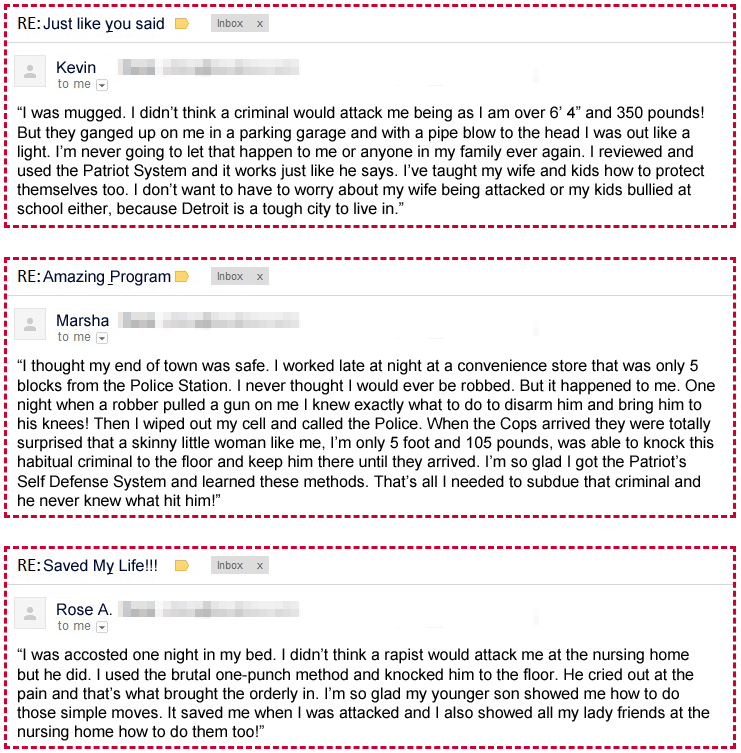 Patriot's Self Defense Testimonials