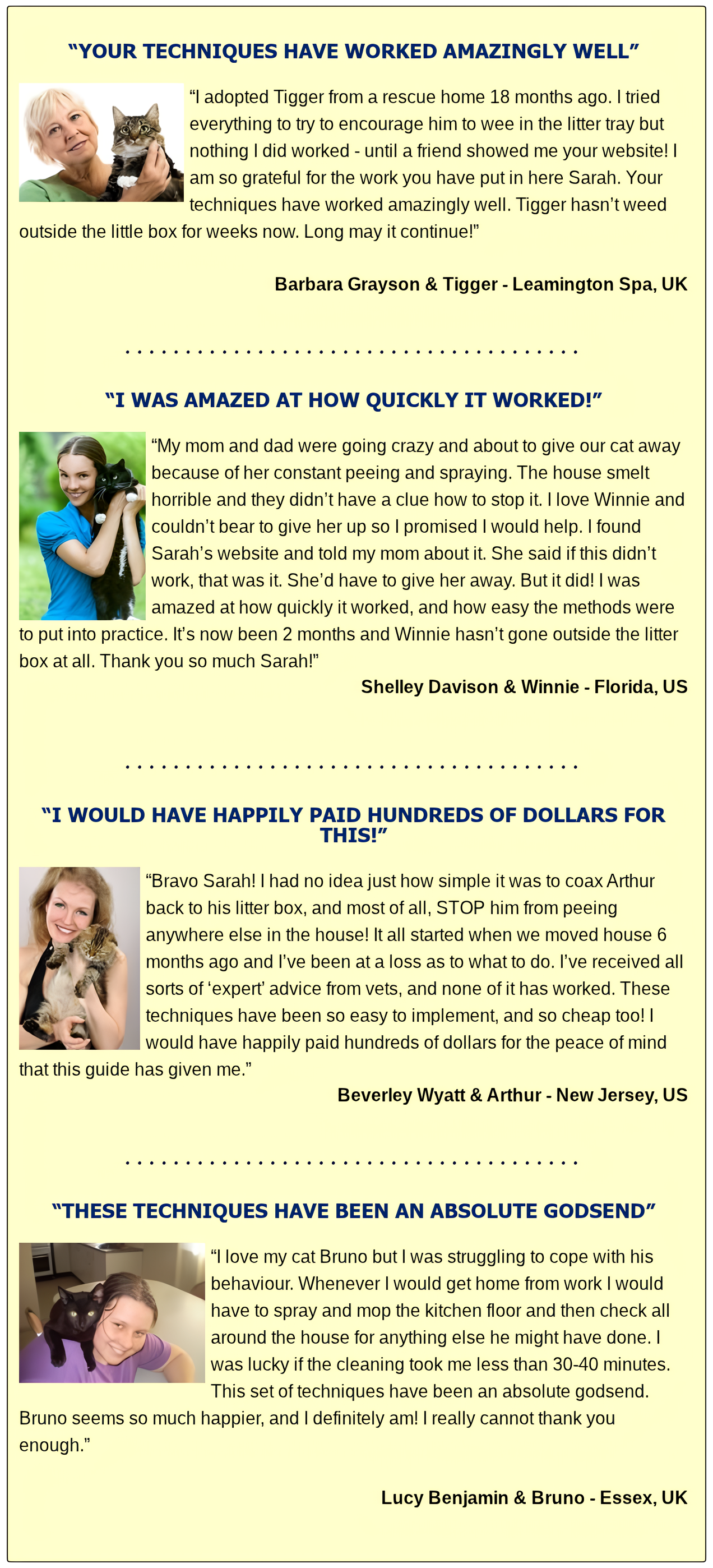 Success Stories from Cat Spraying No More Users